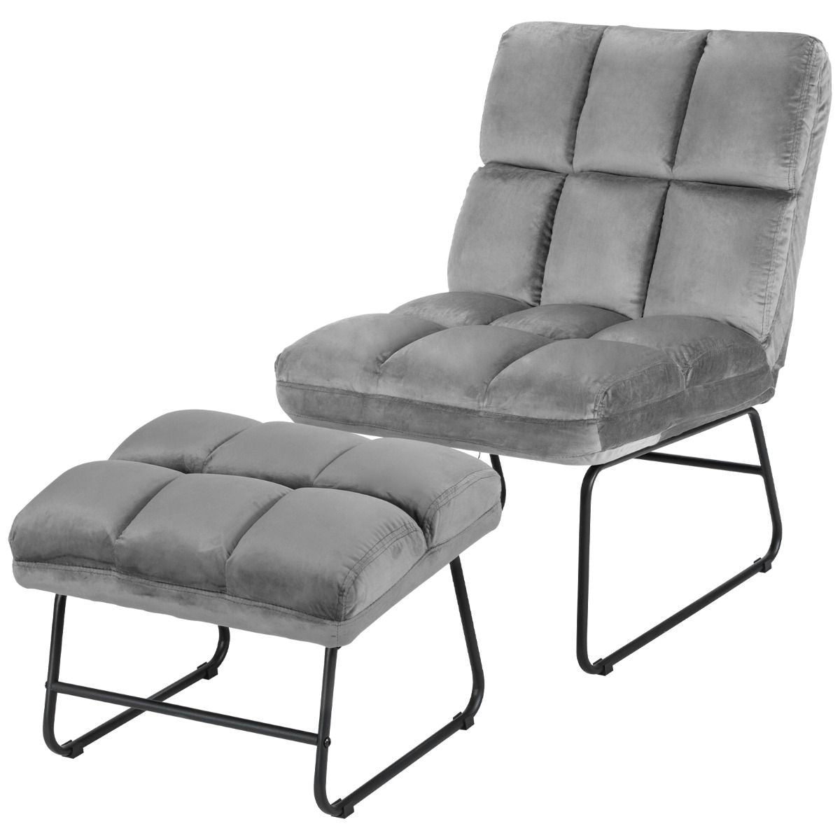 Fauteuil Relax 5 Modes de Massage en 4 Points sur Dos et Lombaire 2 Niveaux de Vibration en Velours Gris