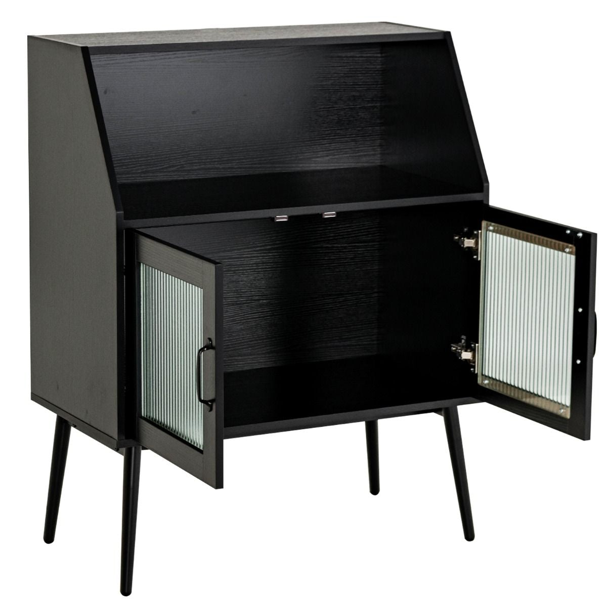 Meuble de Rangement Style Industriel 80x40x101cm Buffet avec 2 Portes et Placard pour Salon Bureau Cuisine Noir