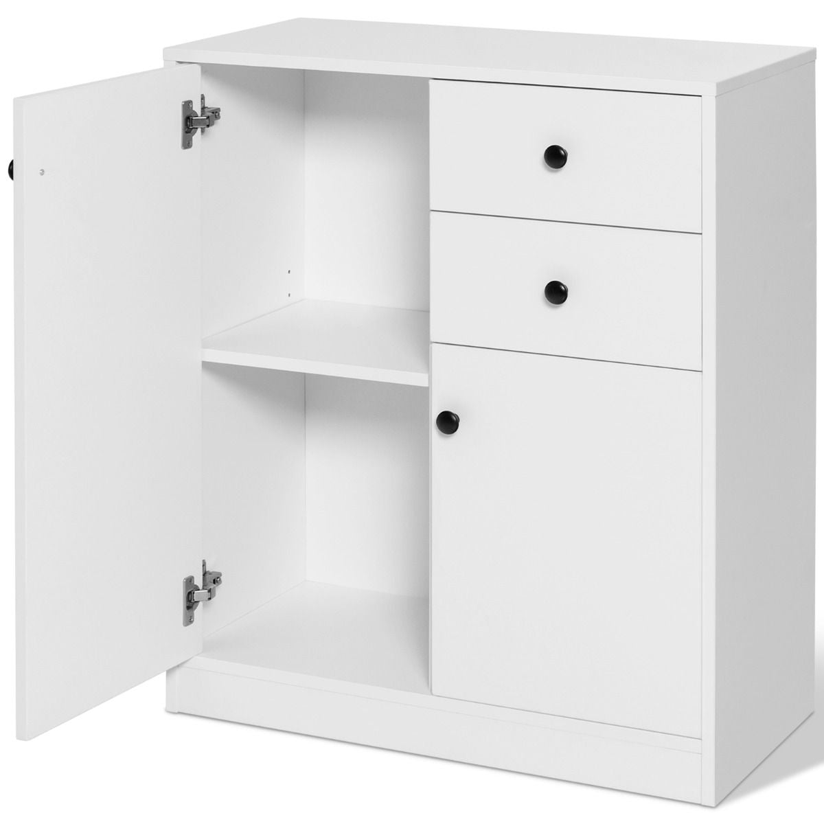 Commode Buffet Meuble de Rangement avec  2 Tiroirs et 2 Portes Meuble Bas Blanc avec Étagères Réglables pour Salon Chambre Entrée 72 x 34 x 85,5cm Blanc