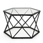 Table Basse Géométrique avec Plateau en Verre Trempé Table d’Appoint Hexagonale Style Moderne pour Salon 65x56x40cm Noir