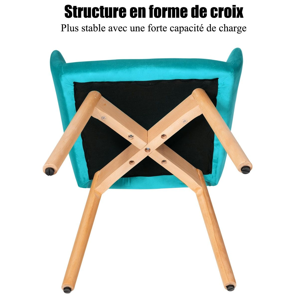 Lot de 2 Chaises avec Accoudoirs et Coussin Rembourré Chaises de Loisirs avec Pieds en Hêtre Bleu