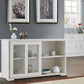 Buffet de Cuisine Commode Rangement Cuisine 2 Etagères avec 2 Porte Coulissantes Beige