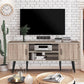 Meuble TV 147 x 39,5 x 62 CM Console Multimédia avec 2 Armoires de Rangement, 2 Etagères Ouverte pour TV Jusqu'à 65''