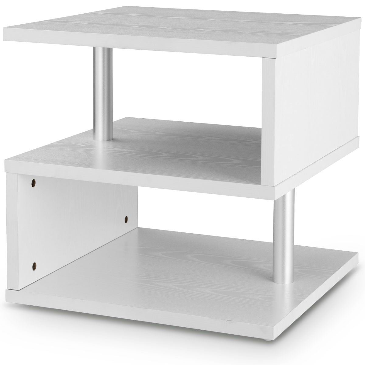 Table Basse Table d'Appoint avec Porte-Revues Intégré 50 x 50 x 50cm Blanc