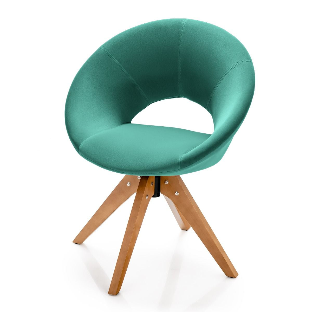 Fauteuil en Tissu Chaise Pivotante Moderne avec Pieds en Bois Massif et Siège Moelleux pour Salon Bureau et Chambre Vert