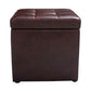 Tabouret Pouf Coffre Boîte de Rangement Repose-Pied Ottoman Espace de Stockage Cuir PU, max. 150 kg, 40x40x40cm, Marron