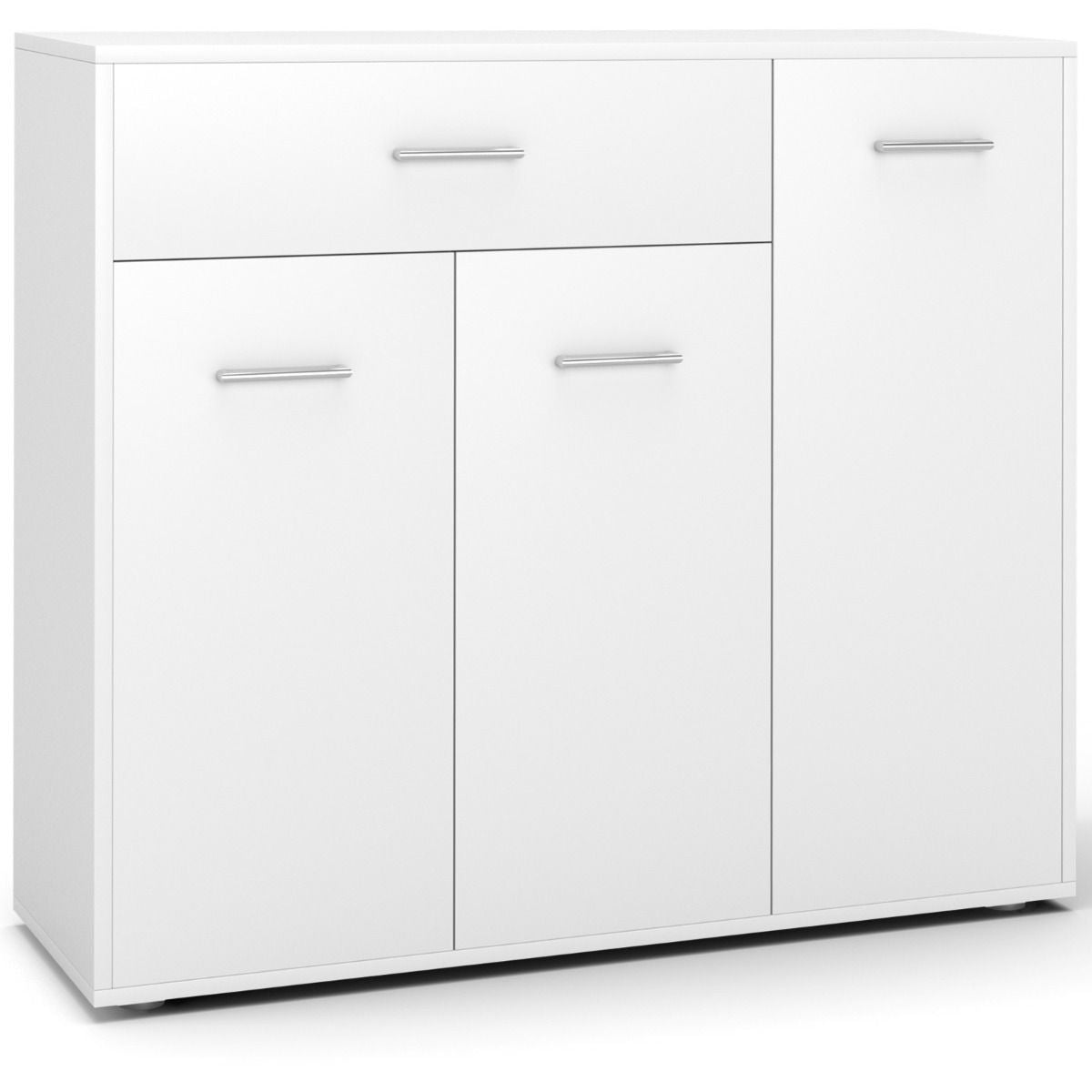 Buffet de Cuisine Commode Meuble de Rangement avec 1 Tiroir et 3 Portes en MDF  90 x 29 x 82 CM (L x l x H) Commode Blanc