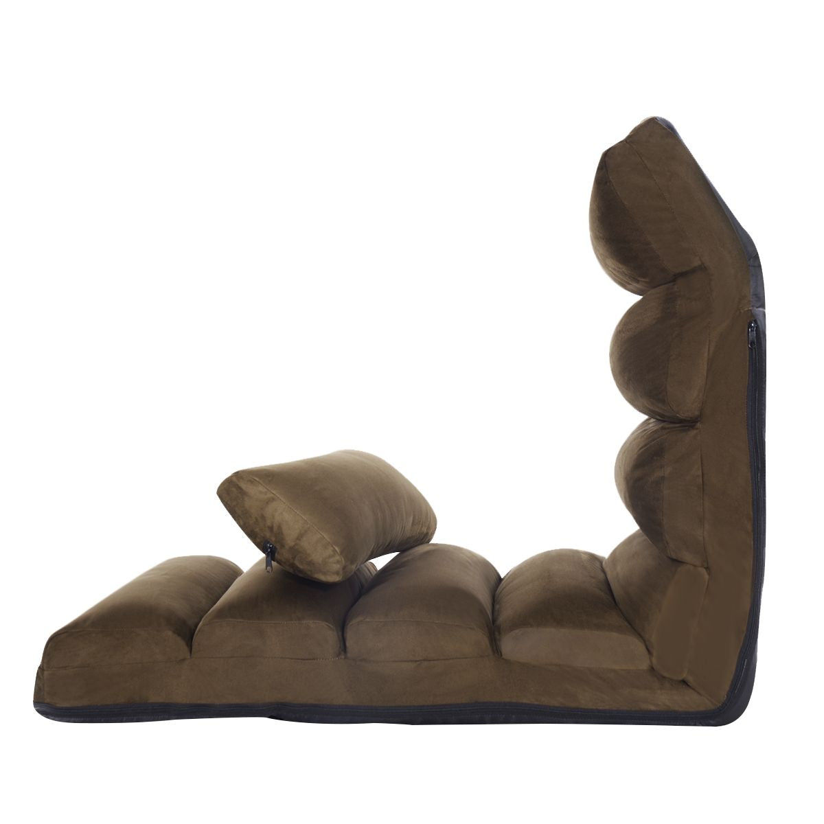 Fauteuil Relax Pliable Réglable sur 5 Positions en Faux Daim Chaise de Sol pour Salon Mobilier de Bureau Chambre Marron