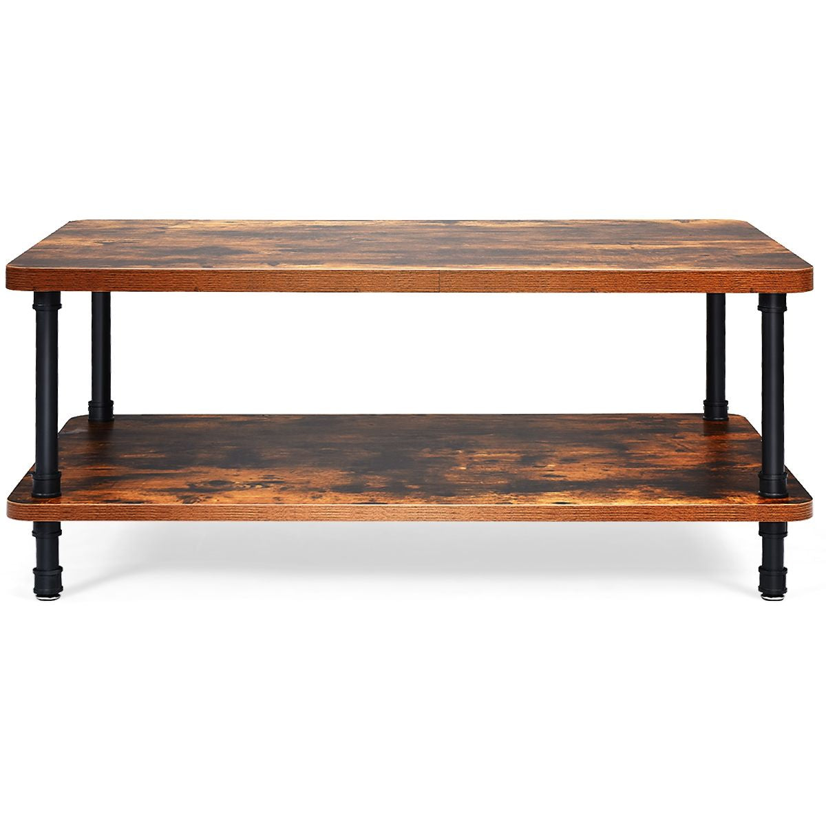 Table Basse Industrielle 110 x 60 x 45 CM avec 1 Tiroir et Etagère de Stockage Cadre en Métal