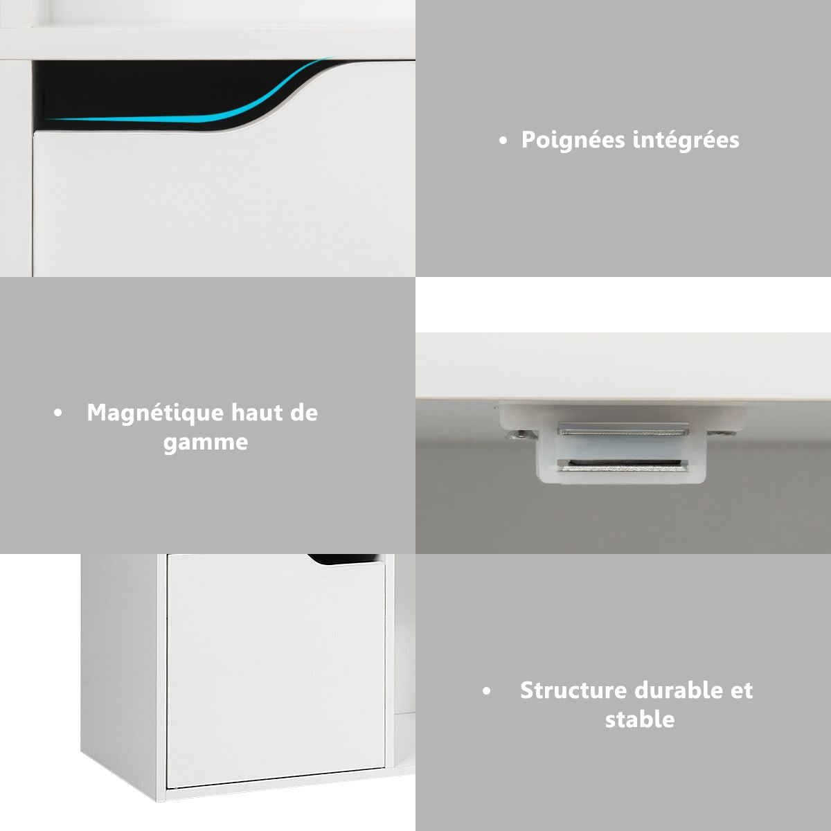 Meuble de Rangement Casier avec 6 Compartiments 3 Ouvert et 3 avec Porte