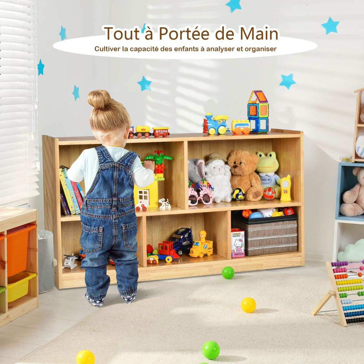 Bibliothèque pour Enfants  111 x 30 x 61,5 CM Rangement pour Livres Jouet et œuvres d'Art