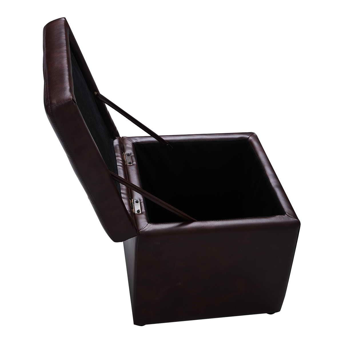 Tabouret Pouf Coffre Boîte de Rangement Repose-Pied Ottoman Espace de Stockage Cuir PU, max. 150 kg, 40x40x40cm, Marron