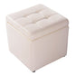 Tabouret Pouf Coffre Boîte de Rangement Repose-Pied Ottoman avec Espace de Stockage Cuir PU 40 x 40 x 40CM Beige