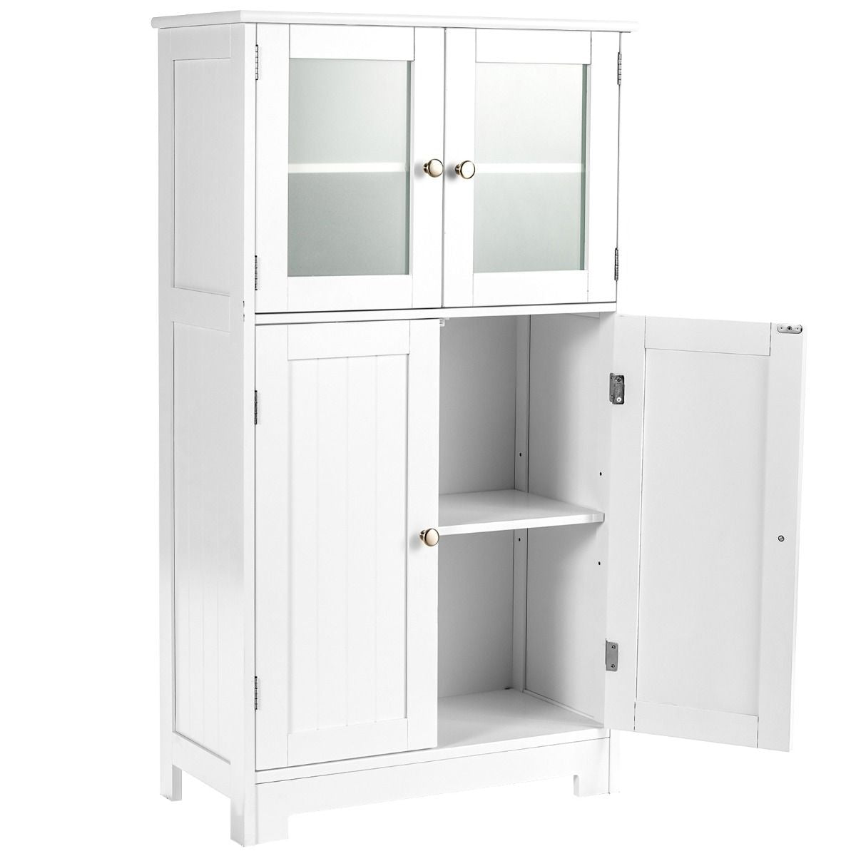 Meuble de Rangement 58 x 30 x 109 CM avec Etagère Réglable Armoire Polyvalent pour Salon Bureau Cuisine Blanc