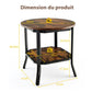 Table Basse Industrielle à 2 Niveaux Table d'Appoint Ronde avec Coussinets de Pied Réglables pour Salon Chambre Bureau