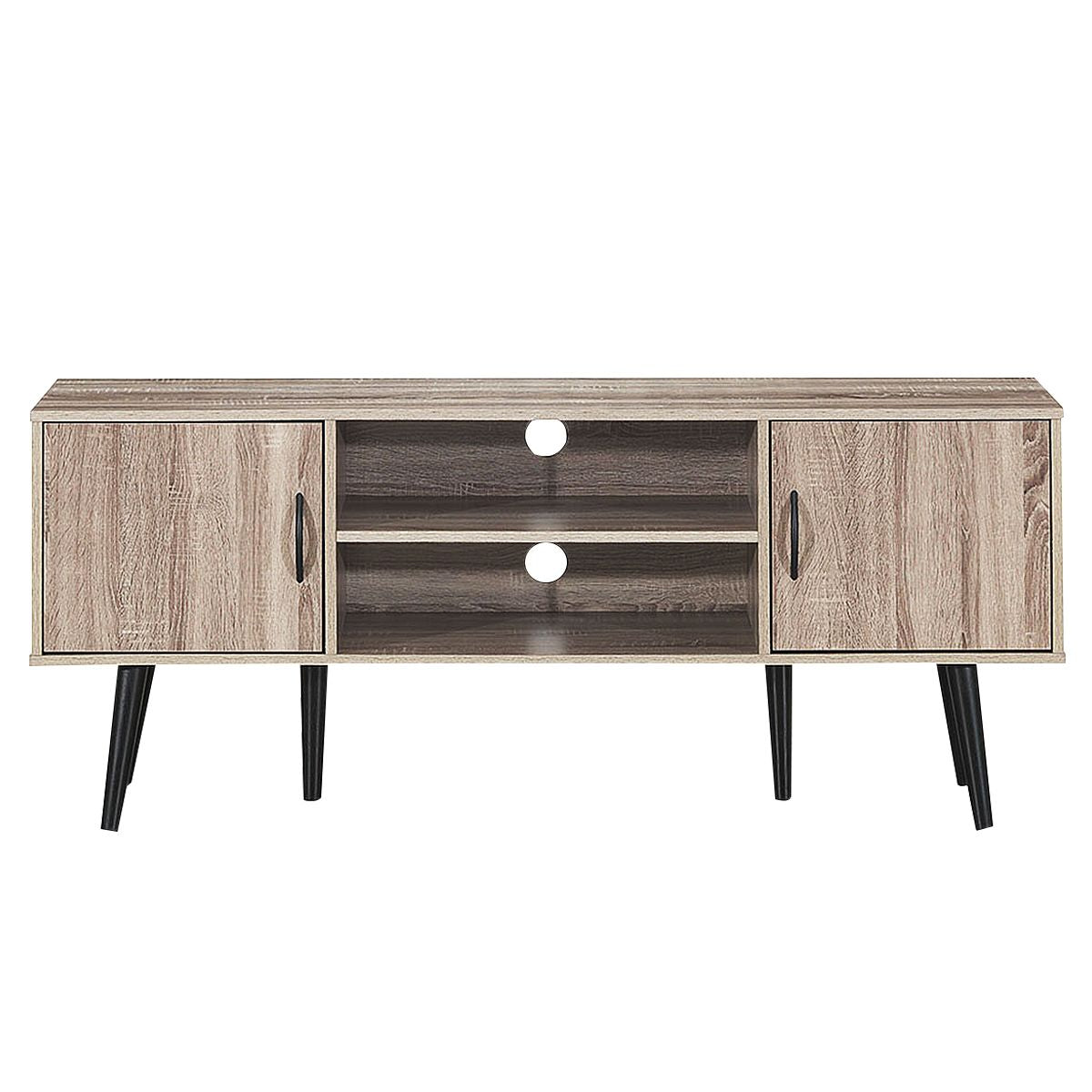 Meuble TV 147 x 39,5 x 62 CM Console Multimédia avec 2 Armoires de Rangement, 2 Etagères Ouverte pour TV Jusqu'à 65''