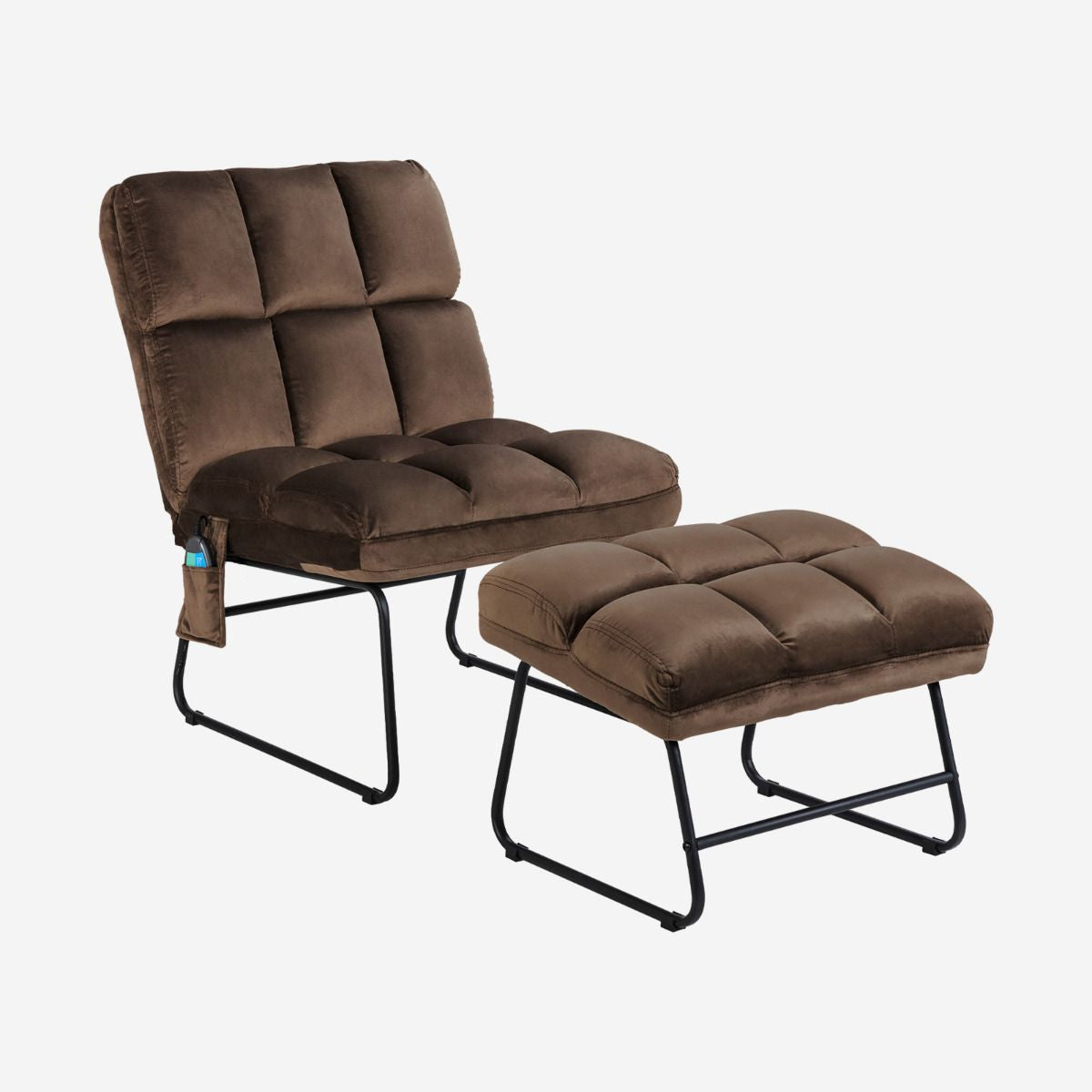 Fauteuil Relax 5 Modes de Massage en 4 Points sur Dos et Lombaire 2 Niveaux de Vibration en Velours  Marron