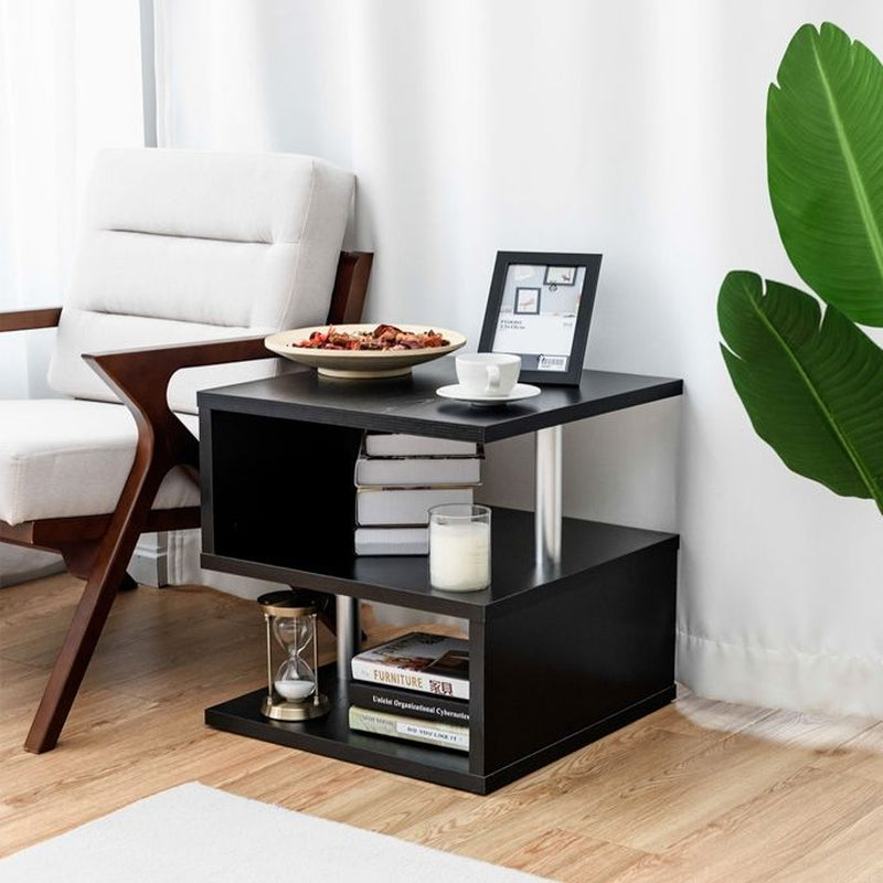 Table basse  avec porte-revues intégré  Noir Moderne multifonctionnelle pour Bureau