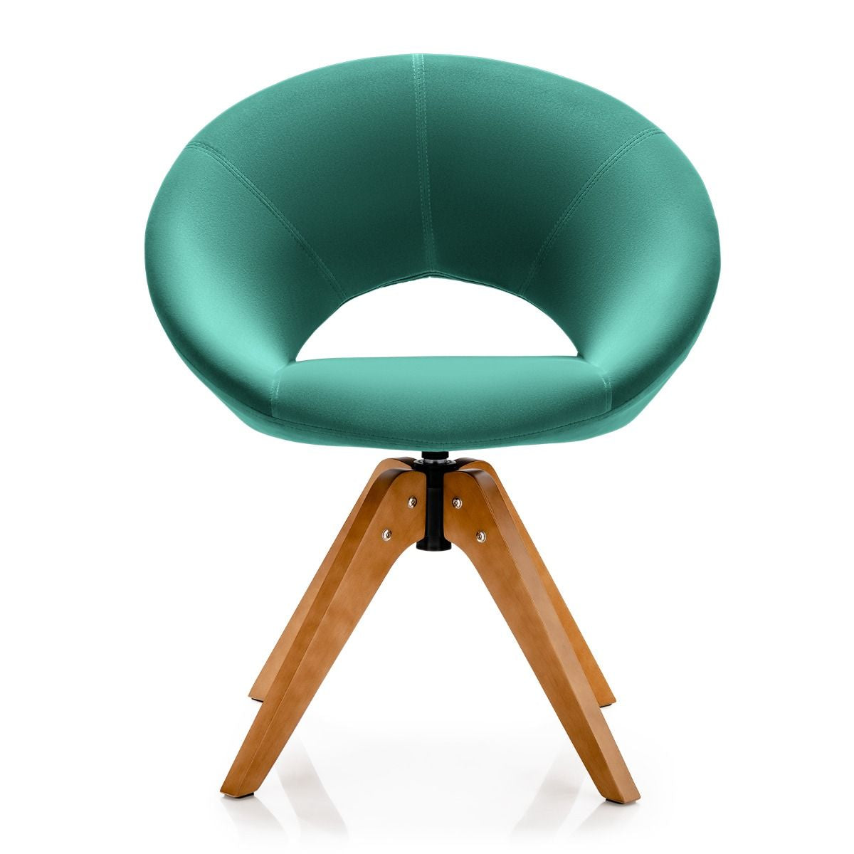 Fauteuil en Tissu Chaise Pivotante Moderne avec Pieds en Bois Massif et Siège Moelleux pour Salon Bureau et Chambre Vert