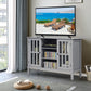 Meuble TV Support TV avec Rangement 3 Etagères, Banc TV 109 x 39,5 x 77 CM Style Simple et Contemporain Gris