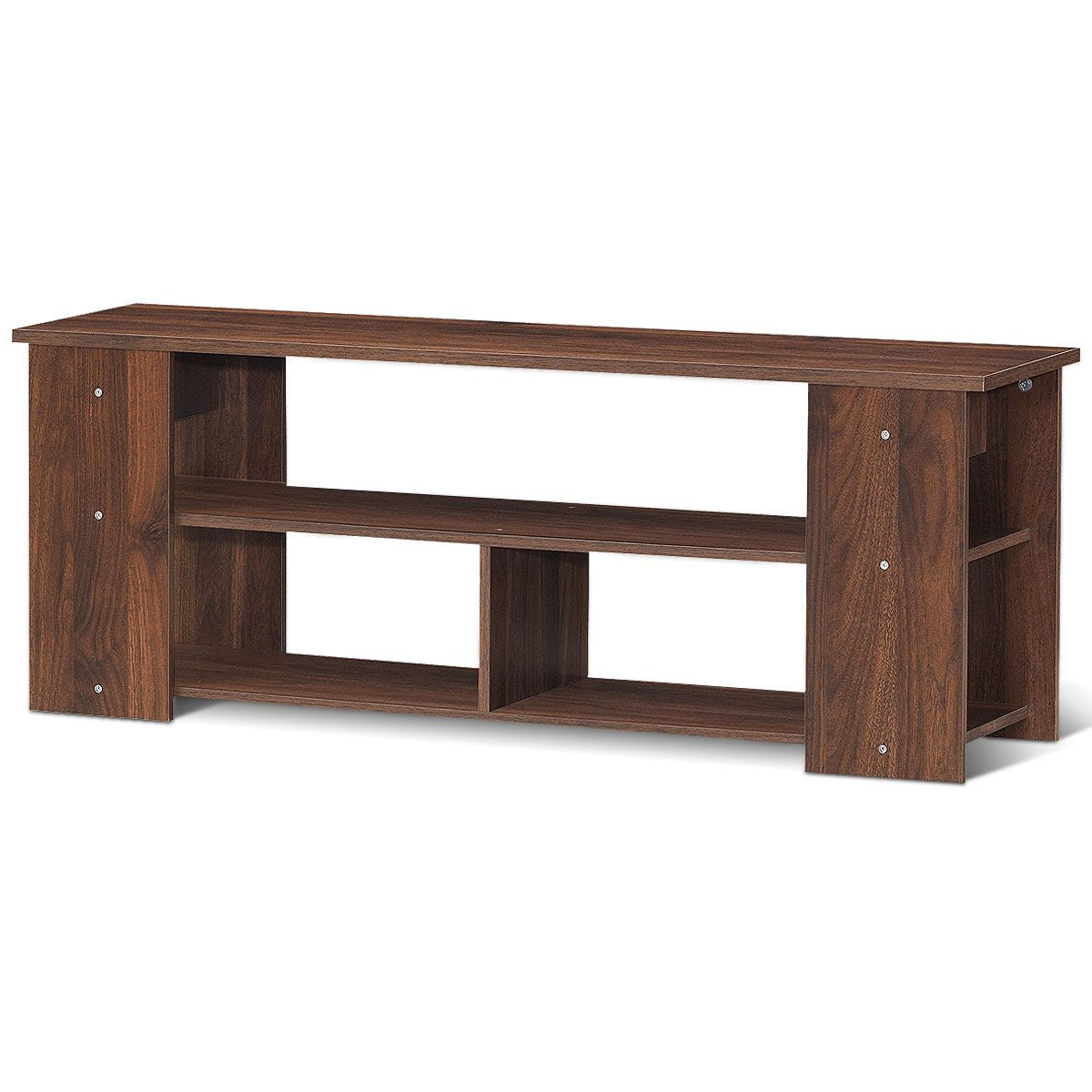 Meuble TV à 3 Niveaux avec Structure en Bois Massif pour Salon Chambre Salle de Jeu Style Moderne 100 x 29  x 40,5 cm Marron