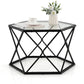 Table Basse Géométrique avec Plateau en Verre Trempé Table d’Appoint Hexagonale Style Moderne pour Salon 65x56x40cm Noir