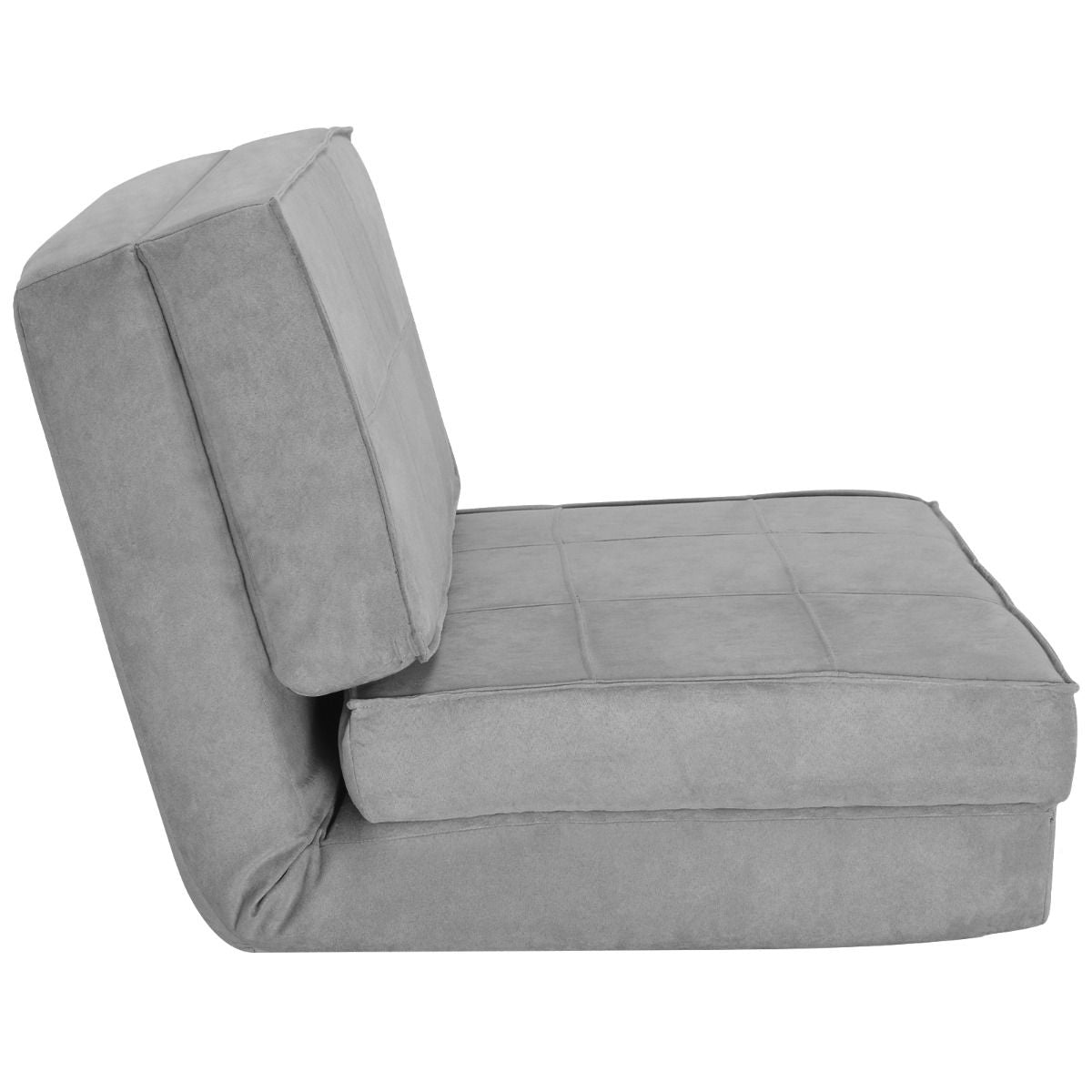 Canapé-Lit Paresseux Pliable Canapé de Sol Dossier Réglable 6 Positions Fauteuil-Lit Tissu en Daim Doux et Rembourré pour Chambre Salon Balcon Gris