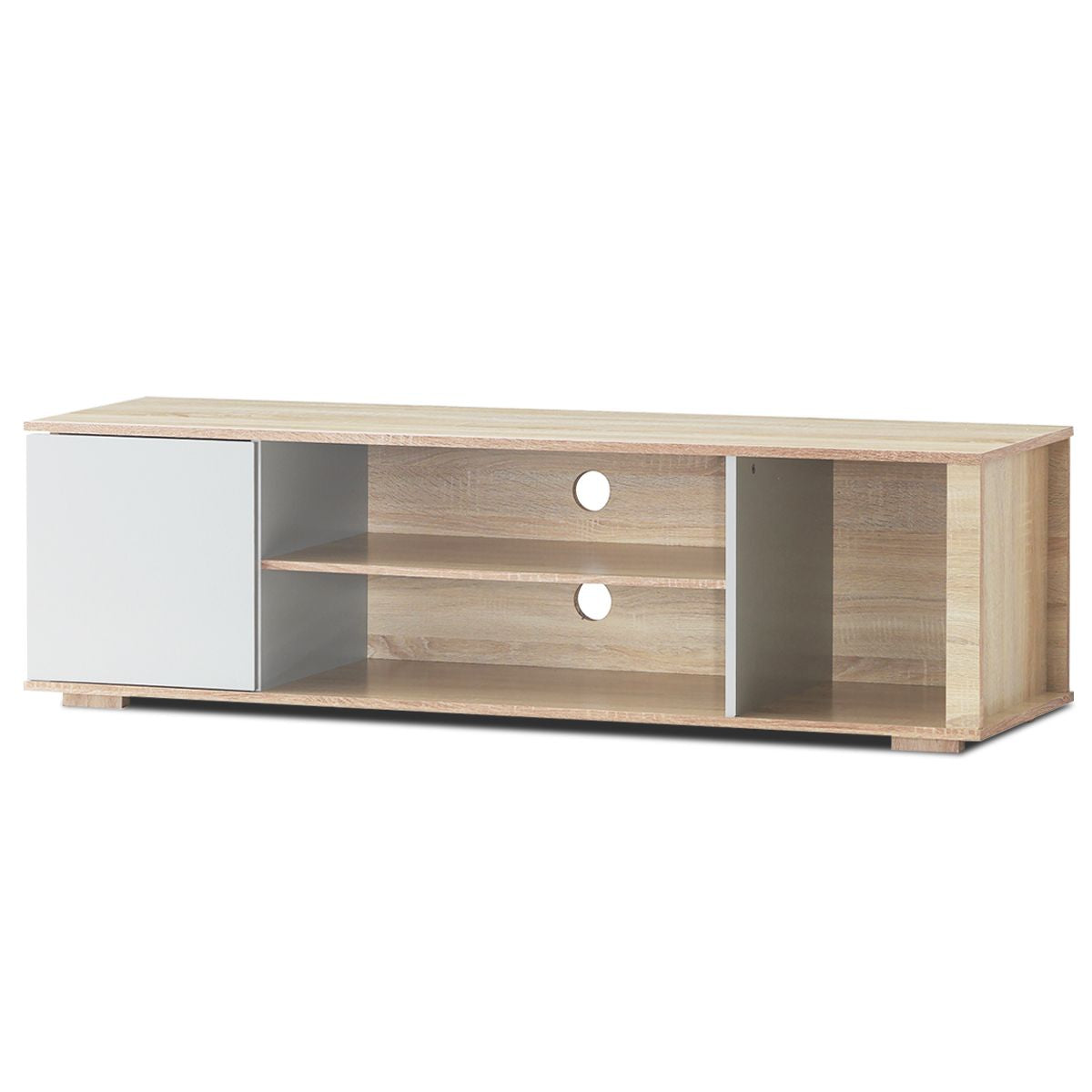 Meuble TV Console Multimédia pour TV Jusqu'à 55'' avec Gestion des Câbles de Style Moderne